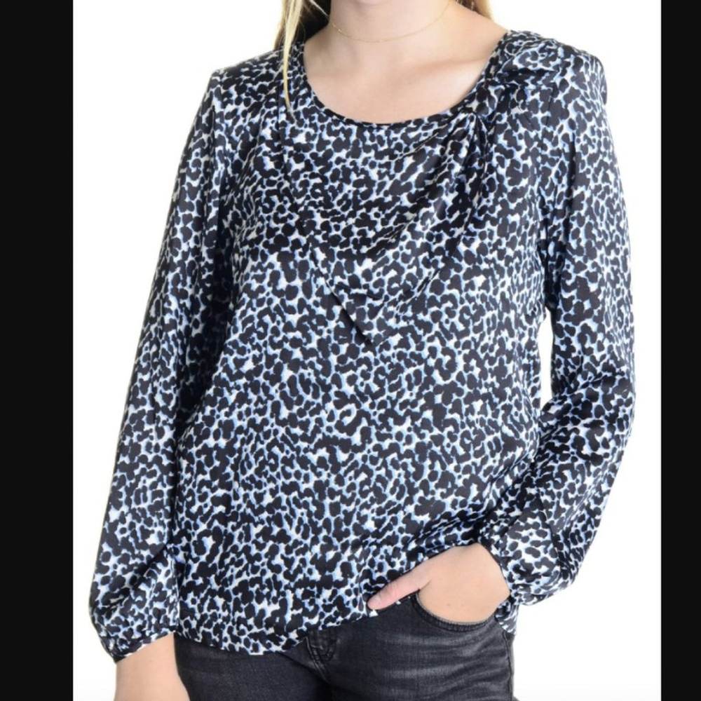 NWT BCBGeneration Leopard Bow Shoulder Blouse